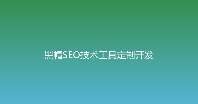 黑帽SEO技术工具定制开发 封面图